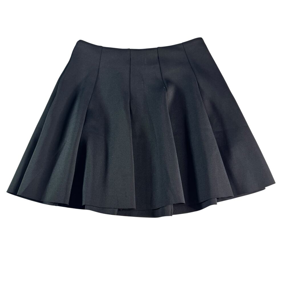 Topshop Black Pleated Mini Skirt Womens US 6 Flared A Line Stretch